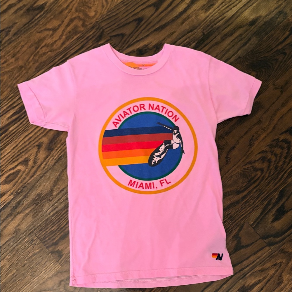 Aviator Nation Kids Pink Miami Graphic Tee